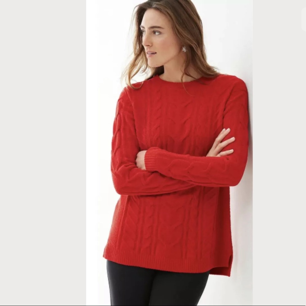 J Jill Chenille Sweater Gray Cable Knit Long Sleev - Picture 2 of 7